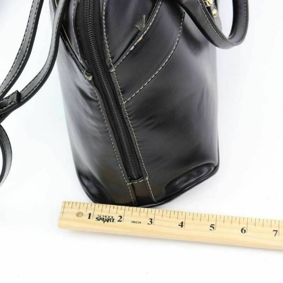 Giani Bernini Womens Glazed Dome Satchel Handbag Black Turn-Lock Zipper OS - Picture 6 of 9